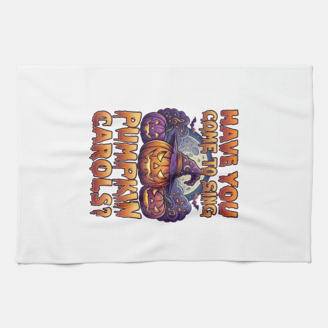 Pumpkin Carols Halloween Witch Hat Jack Lantern Ba Tea Towel (Horizontal)