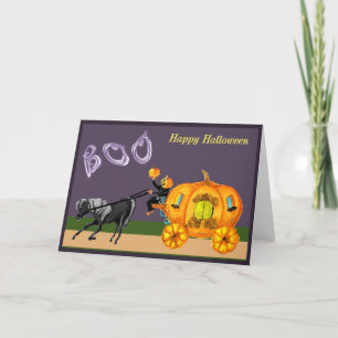 Pumpkin Carriage Boo Happy Halloween Card