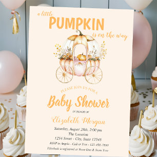 Pumpkin Carriage Dotted Baby Shower Invitation