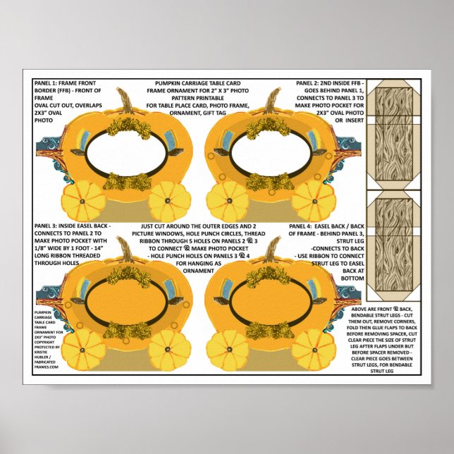 Pumpkin Carriage Thanksgiving Wedding Place Card Poster (Front)