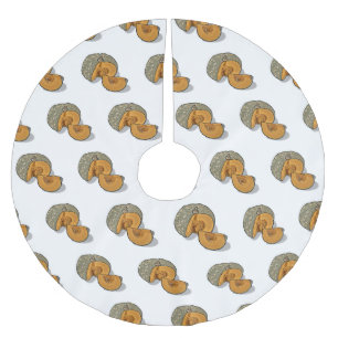 Pumpkin cartoon illustration brushed polyester tree skirt