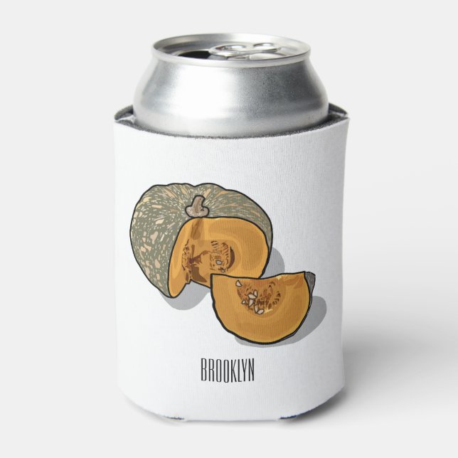 Pumpkin cartoon illustration  can cooler (Can Front)