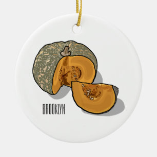 Pumpkin cartoon illustration ceramic ornament