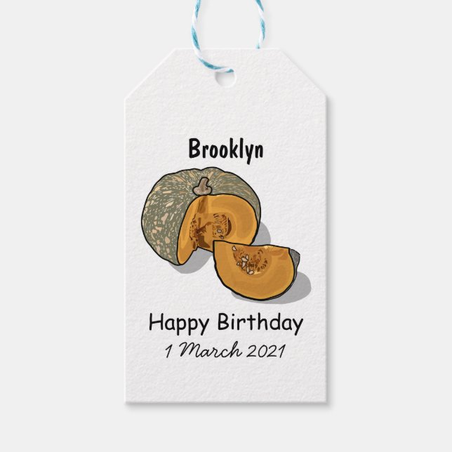 Pumpkin cartoon illustration gift tags (Front)