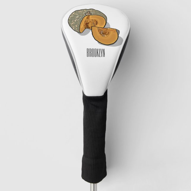 Pumpkin cartoon illustration  golf head cover (Front)