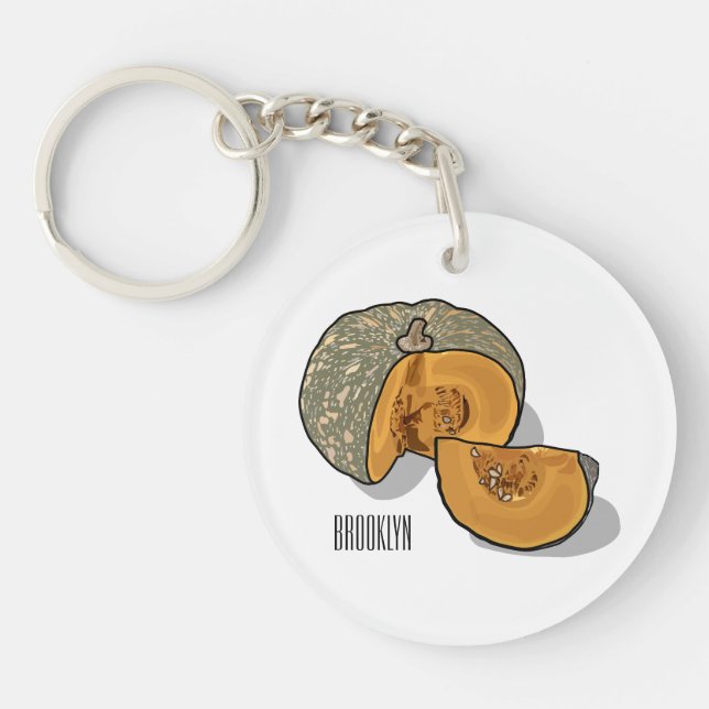 Pumpkin cartoon illustration  key ring (Front)
