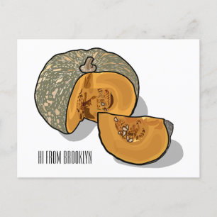 Pumpkin cartoon illustration  postcard