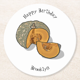 Pumpkin cartoon illustration round paper coaster