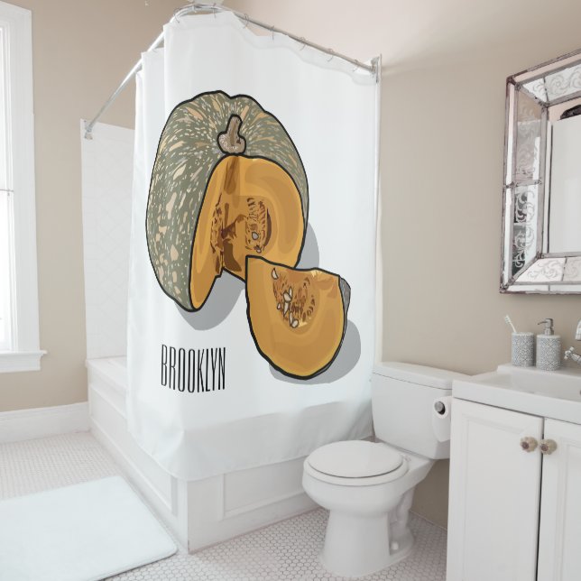 Pumpkin cartoon illustration  shower curtain (In Situ)