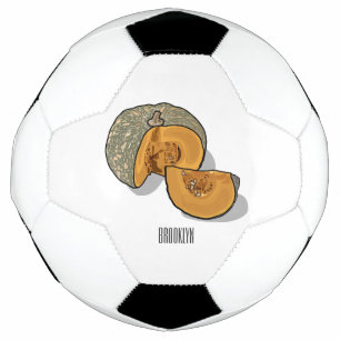 Pumpkin cartoon illustration soccer ball