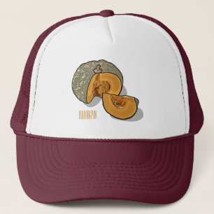 Pumpkin cartoon illustration trucker hat