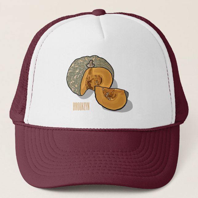 Pumpkin cartoon illustration  trucker hat (Front)