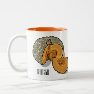 Pumpkin cartoon illustration Two-Tone coffee mug