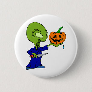 Pumpkin Carving Alien 6 Cm Round Badge