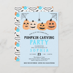 Pumpkin Carving Birthday Party Halloween Invitation
