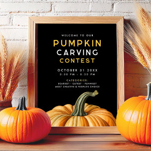 Pumpkin carving contest for Halloween party  Poster