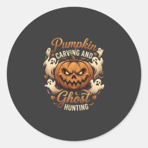 Pumpkin Carving Ghost Hunting Halloween Scary Flyi Classic Round Sticker