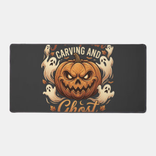 Pumpkin Carving Ghost Hunting Halloween Scary Flyi Desk Mat