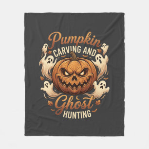 Pumpkin Carving Ghost Hunting Halloween Scary Flyi Fleece Blanket