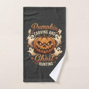 Pumpkin Carving Ghost Hunting Halloween Scary Flyi Hand Towel