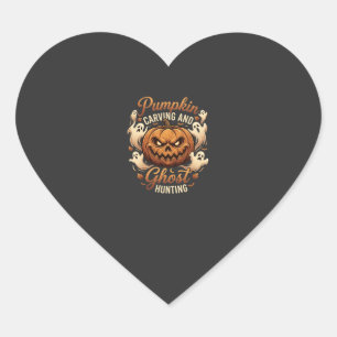 Pumpkin Carving Ghost Hunting Halloween Scary Flyi Heart Sticker