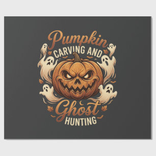Pumpkin Carving Ghost Hunting Halloween Scary Flyi Wrapping Paper