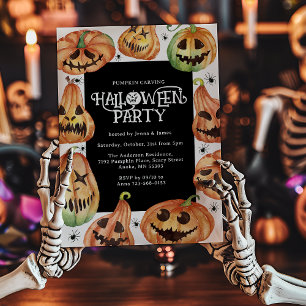 Pumpkin Carving Halloween Birthday Invitation
