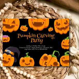 Pumpkin carving halloween party invitation