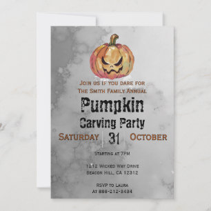 Pumpkin Carving Halloween Party Invitation