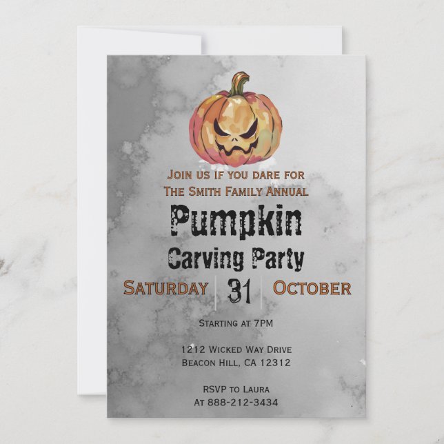 Pumpkin Carving Halloween Party  Invitation (Front)