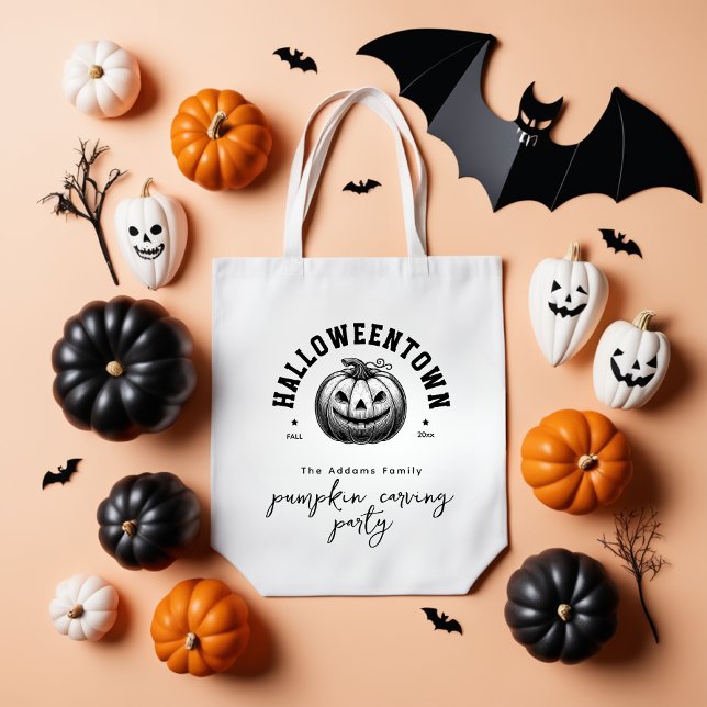 Pumpkin Carving Jack O Lantern Halloween Party Tote Bag (Creator Uploaded)