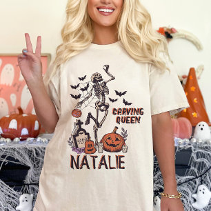 Pumpkin Carving Party Custom Halloween Skeleton  T-Shirt