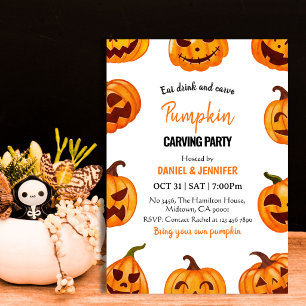 Pumpkin carving party halloween Jack O Lantern Invitation