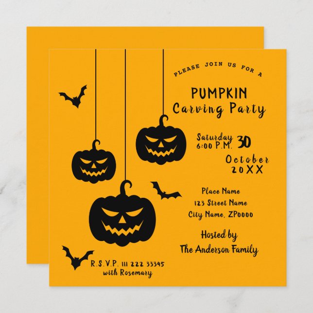 Pumpkin Carving Party Invitation (Front/Back)
