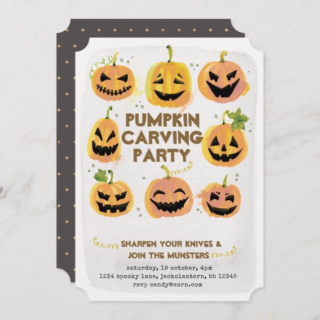 Pumpkin Carving Party Invitation (Front/Back)