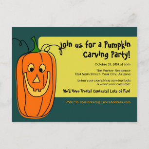 Pumpkin Carving Party Invitation Postcard