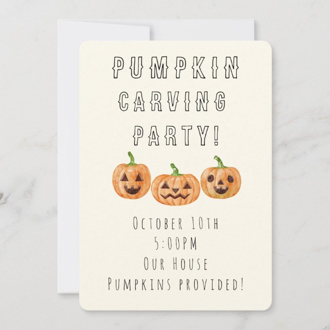 Pumpkin Carving Party Invite  (Front)