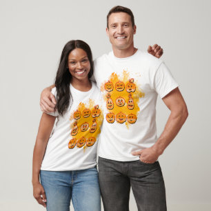 Pumpkin Carvings Collage Funny Halloween Tee