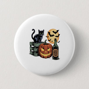 Pumpkin Cat Beer Halloween 6 Cm Round Badge