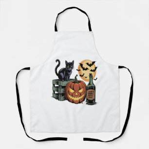 Pumpkin Cat Beer Halloween Apron