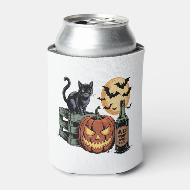 Pumpkin Cat Beer Halloween Can Cooler (Can Front)
