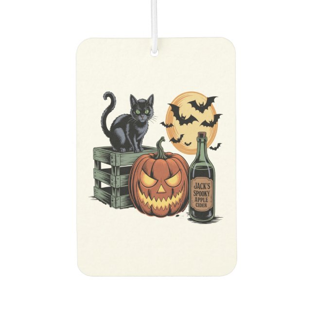 Pumpkin Cat Beer Halloween Car Air Freshener (Front)