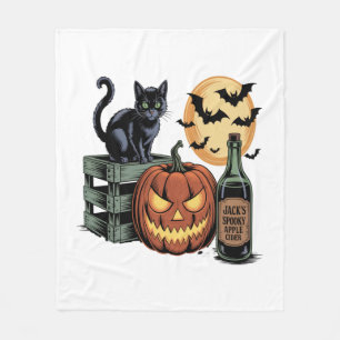 Pumpkin Cat Beer Halloween Fleece Blanket