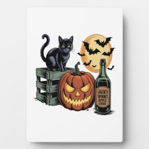 Pumpkin Cat Beer Halloween Plaque