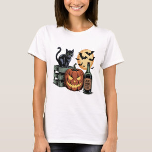 Pumpkin Cat Beer Halloween T-Shirt