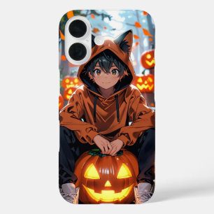 Pumpkin Cat Boy iPhone 16 Case