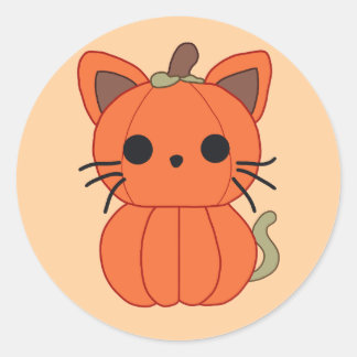 Pumpkin Cat Classic Round Sticker