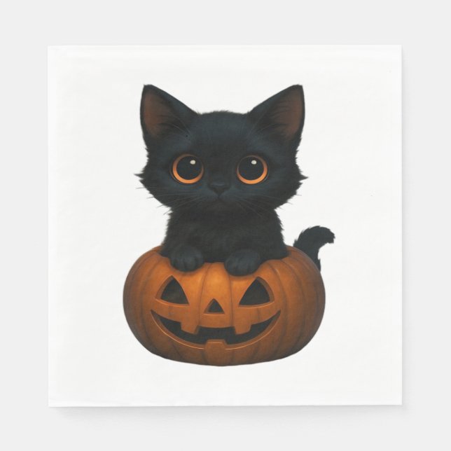 Pumpkin Cat – Cute Spooky Halloween Shirt for Cat  Napkin (Front)