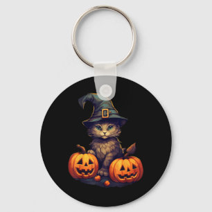 Pumpkin Cat Halloween Black Cat Mens Costume Girls Key Ring