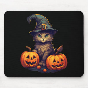 Pumpkin Cat Halloween Black Cat Mens Costume Girls Mouse Pad